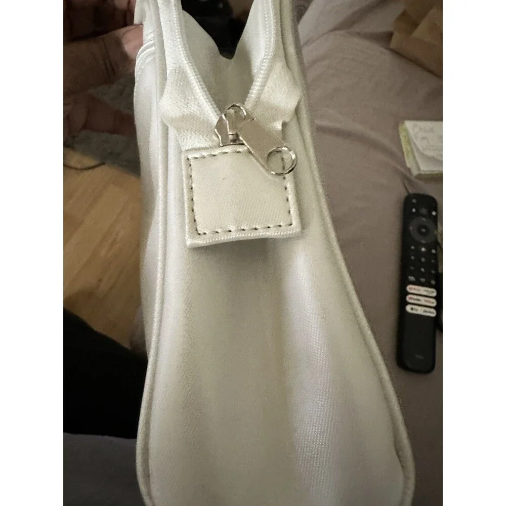 Chloe Vintage Cosmetic/jewelry Bag 12”X8”X3” Ivory Satin Finish Faux Leather